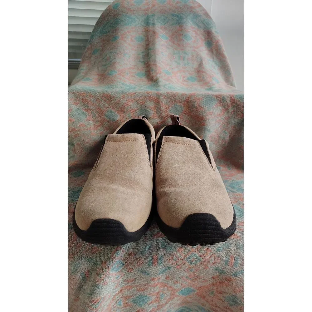 Faded Glory Men's 8.5 tan Canvas‎ Leather Slip-On Suede Loafers